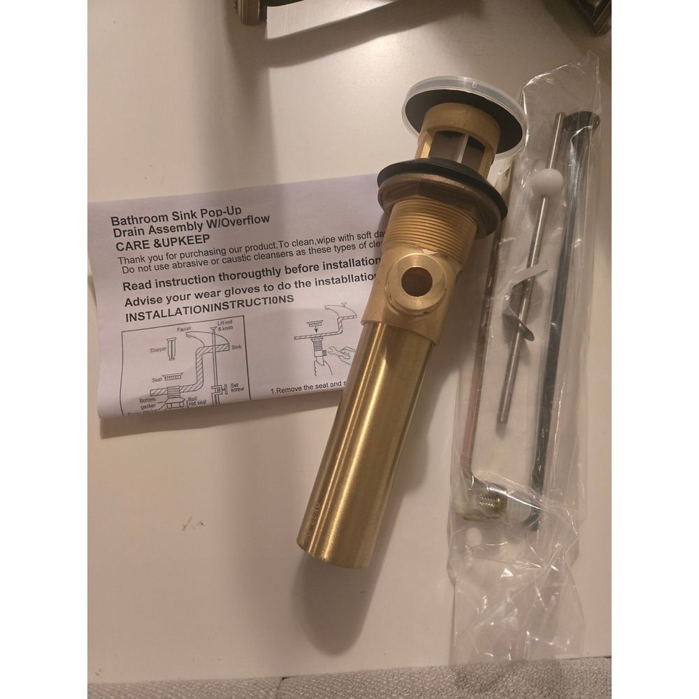 Black Matte top - Bathroom Sink Pop Up Drain Assembly W Overflow Brass Finish